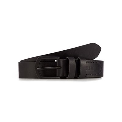 Designer black stitched leather belt